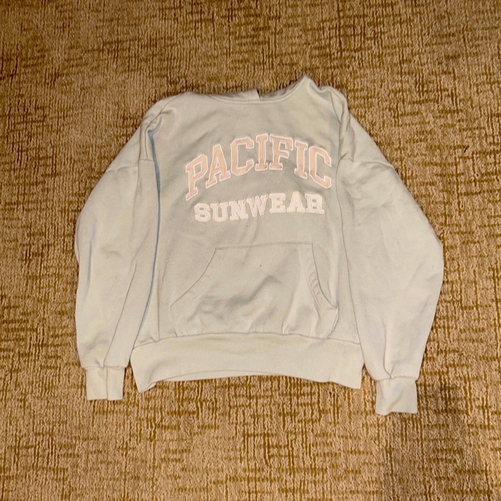 Good quality light green PacSun hoodie small stain on pocket area.